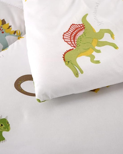 MAG 3Pcs Dinosaur Bedding Comforter Set, Dino White Base Twin Comforter Set,for Toddlers Kids,Boys Teens and Girls,Super Soft Microfiber, Twin Size (1 Comforter + 2 Pillowcases) - LeafyLoom