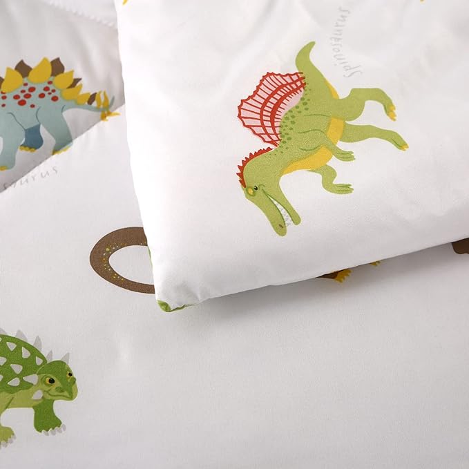 MAG 3Pcs Dinosaur Bedding Comforter Set, Dino White Base Twin Comforter Set,for Toddlers Kids,Boys Teens and Girls,Super Soft Microfiber, Twin Size (1 Comforter + 2 Pillowcases) - LeafyLoom
