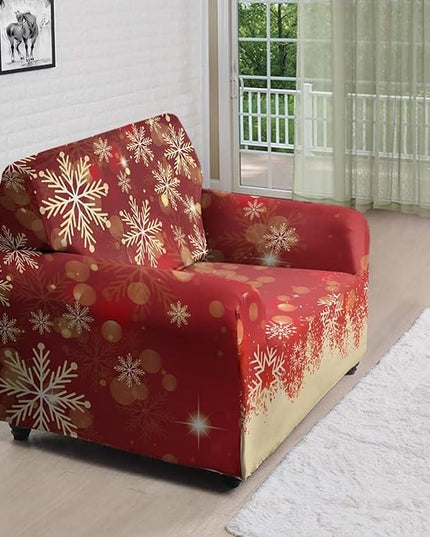 FKELYI Christmas Snow Sofa Slipcover Stretch Sofa Couch Cover for Living Room Non-Slip Furniture Protector Washable Sofa Slipcovers S FKELYI