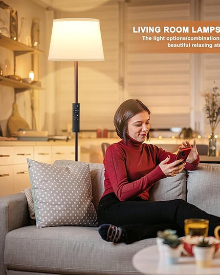 【Upgraded】 Floor Lamps for Living Room, Modern Floor Lamp with Remote Control, Dimmable Colors Temperature Standing Lamp Foot Switch, 9W Bulb Tall Lamps for Bedroom Office Kid Room - Brown - LeafyLoom