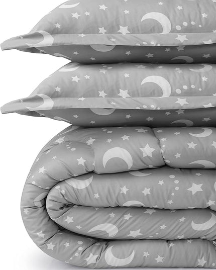 Utopia Bedding All Season Moon Star Comforter Set with 2 Pillow Cases, 3 Piece Soft Brushed Microfiber Kids Bedding Set for Boys/Girls, Machine Washable (Twin) - LeafyLoom