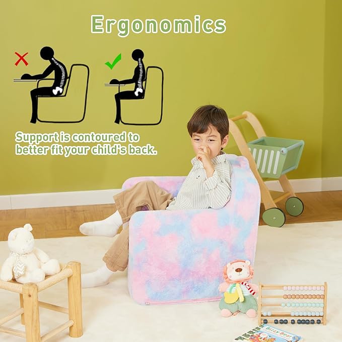 Toddler First Chair, Baby Chairs Comfy Toddler for Boys and Girls for Ages 18 Months and Up, Fits Any Decor (Dark Tie-Dye) - LeafyLoom