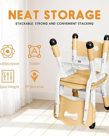 kids chair adjustable height Children chairs suitable for Children age 2-8 with foot covers for home classroom kindergarten and children's venues two-pack - LeafyLoom