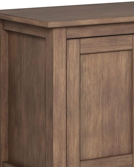 SIMPLIHOME Warm Shaker SOLID WOOD 72 Inch Wide Transitional TV Media Stand in Rustic Natural Aged Brown for TVs up to 80 Inches, For the Living Room and Entertainment Center - LeafyLoom