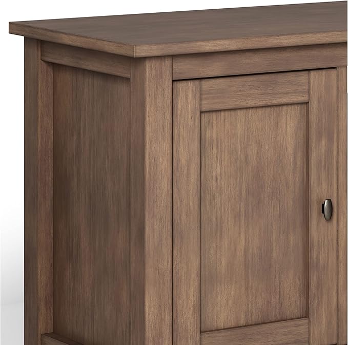 SIMPLIHOME Warm Shaker SOLID WOOD 72 Inch Wide Transitional TV Media Stand in Rustic Natural Aged Brown for TVs up to 80 Inches, For the Living Room and Entertainment Center - LeafyLoom