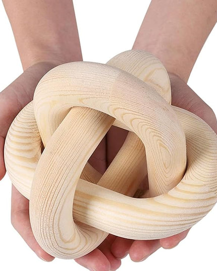 Wood Knot Decor -Coffee Table Decor Shelf Decor Table Books Hand Carved Home Decoration Boho Country Rustic Modern Shabby Chic Style Decor 3 Link Wooden Knot Chain Link Decor (Nature) - LeafyLoom