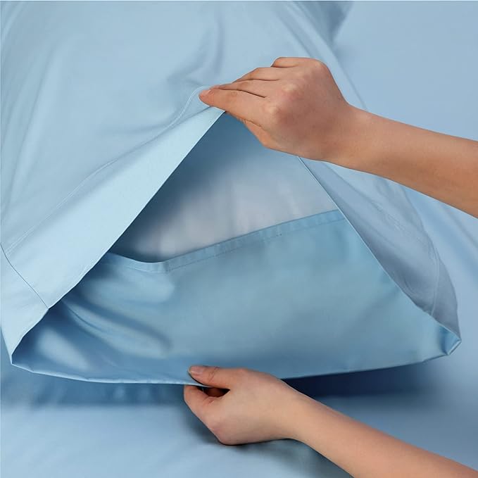 Bedsure Twin Sheets Set, Cooling Sheets Twin Size Bed Set, Rayon Derived from Bamboo, Twin Size Sheets, Breathable & Soft Bed Sheets, Hotel Luxury Silky Bedding Sheets & Pillowcases, Teal Blue - LeafyLoom