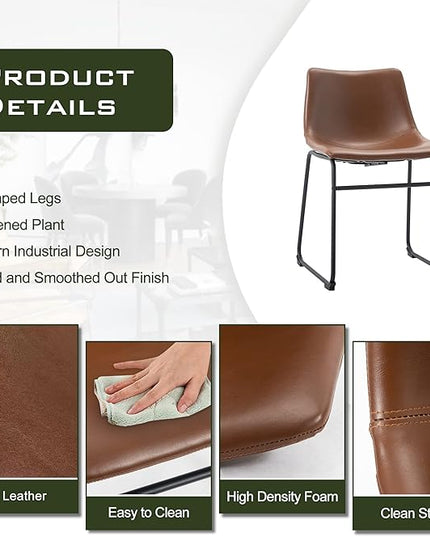 NicBex Retro Side Chair Dining Chair with Metal Legs for Kitchen, Living, Dining Room, Set of 2, (Walnut Color) (A-GE17013-USSU014) - LeafyLoom