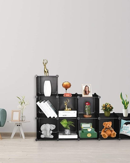 TUMUCUTE Cube Storage Organizer, 9-Cube DIY Plastic Closet Cabinet Modular Bookcase, Storage Shelves for Bedroom Living Room, Office, Black - LeafyLoom