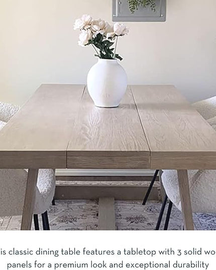Plank+Beam 72 Inch Farmhouse Dining Table, Solid Wood Rustic Kitchen Table, Large Wooden Rectangular Dinner Table for Dining Room, Home Office, Living Room Furniture, Easy Assembly, Walnut Wirebrush - LeafyLoom