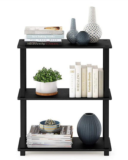 Furinno Turn-S-Tube 3-Tier Compact Multipurpose Shelf Display Rack with Square Tube, Americano/Black - LeafyLoom