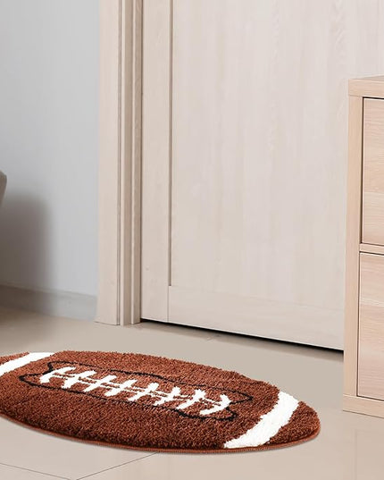 Cool Football Rug for men room decor-32"x 20" Non Slip kid Rug for Aesthetic bathroom & area rugs fun Decor Microfiber Fluffy Rug for y2k Room Decor-Cute Rug - LeafyLoom