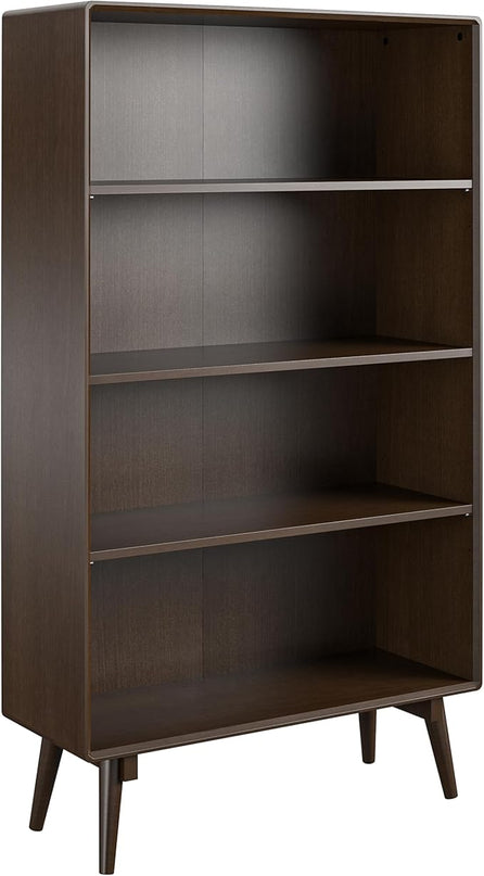 Novogratz Brittany 4 Shelf Bookcase, Walnut - LeafyLoom