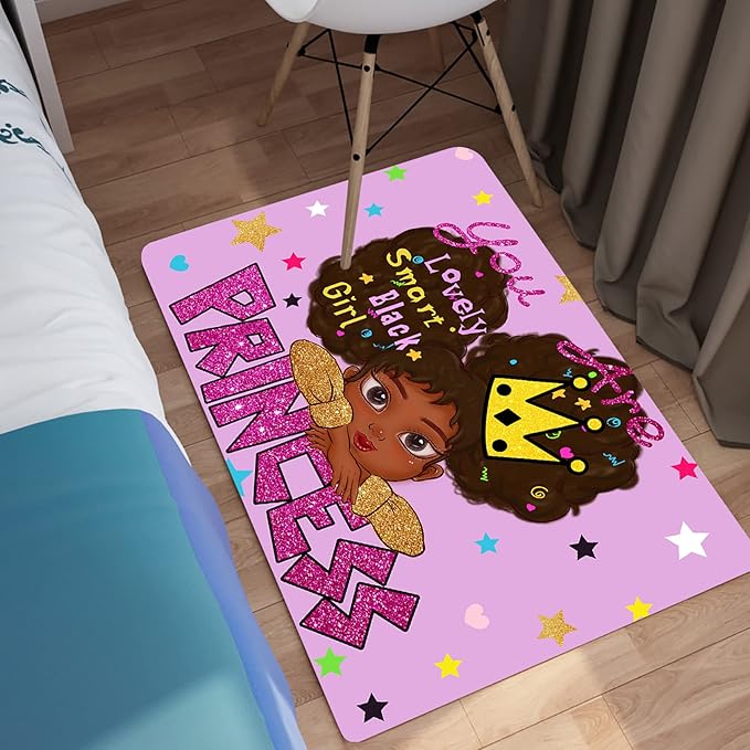 African American Black Girl Rugs for Bedroom African American Rugs for Girls Room Princess Room Decor for Girls Bedroom Decor for Teen Girls Living Room Floor Rugs, Purple, 2'×3' - LeafyLoom