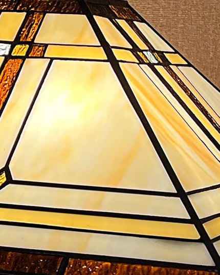 Capulina Tiffany Floor Lamp 2-Light 16X16X63 Inches Cream Color Style Stained Glass Standing Reading Light for Living Room Bedroom Home Office - LeafyLoom