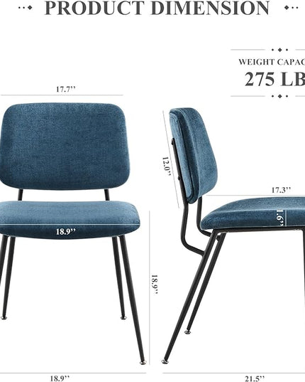 COLAMY Modern Upholstered Fabric Dining Room Accent Diner Stylish Kitchen Chairs with Solid Metal Legs, set of 6, Green - LeafyLoom