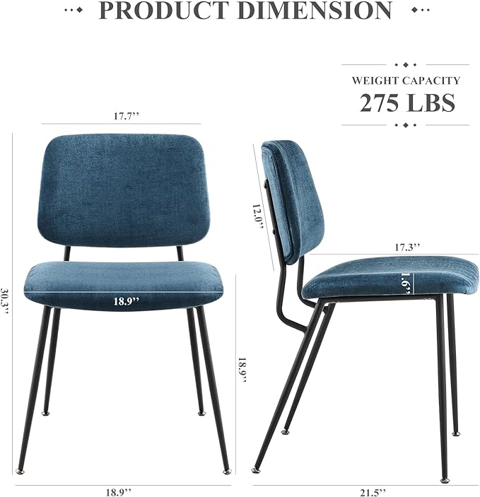 COLAMY Modern Upholstered Fabric Dining Room Accent Diner Stylish Kitchen Chairs with Solid Metal Legs, set of 6, Green - LeafyLoom