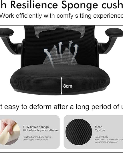 Ergonomic Home Office Desk Chairs Comfy Computer Gaming Chairs Mesh Arm Swivel Chairs of Adults for Home Office Bedroom(Black) - LeafyLoom
