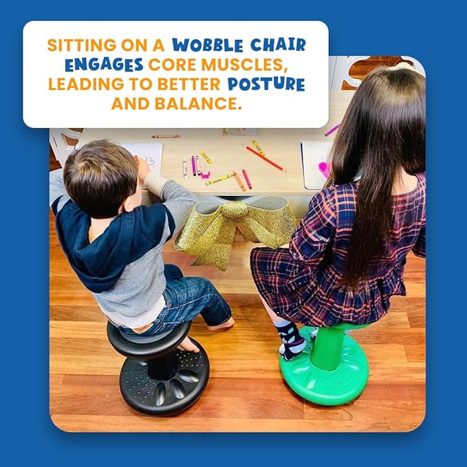 Studico ActiveChairs Kids Wobble Stool, Flexible Classroom Seating improves Focus, Posture & helps ADHD/ADD. Get The Wiggles out Active Fidget Chairs, Preschool | Elementary 14" Chair, Ages 3-7, Gray - LeafyLoom