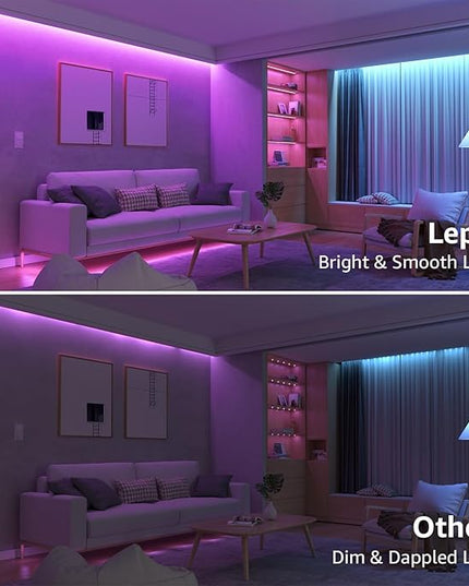 Lepro RGB LED Strip Lights, Christmas Decor, 16.4ft Flexible LED Light Strip, 5050 SMD LED, Color Changing Rope Light with Remote Controller and 24V Power Supply for TV Backlight, Home, Bedroom, Bar Lepro