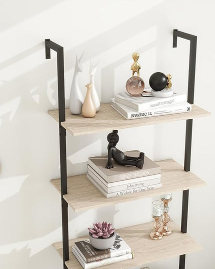 Panana Modern 3 Tier Bookcase with Rattan Cabinet in Light Oak Finish with Matte Black Metal Frame for Living Room, Home Office Storage (Light Oak, 3-Tier) - LeafyLoom