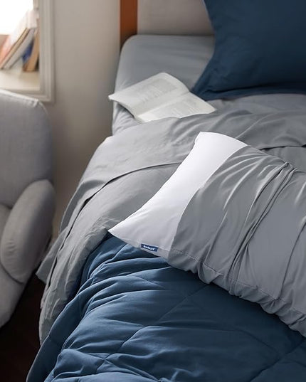 Bedsure Navy Twin XL Comforter Set - 5 Pieces Reversible Twin XL Bedding Sets, Navy Bed Set with Comforters, Sheets, Pillowcase & Sham - LeafyLoom