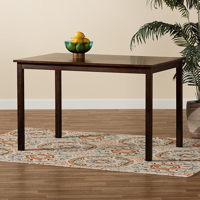 Baxton Studio Andrew Dining Table, 47.75" W x 30" D X 29.5" H, Dark Brown - LeafyLoom