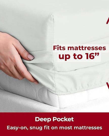 Mellanni California King Sheets Set - 4 PC Iconic Collection Bedding Sheets & Pillowcases - Hotel Luxury, Extra Soft, Cooling Bed Sheets - Deep Pocket up to 16 inch (Cal King, Ivory) - LeafyLoom