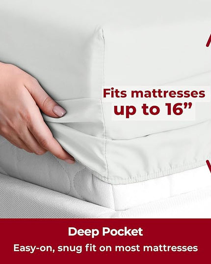 Mellanni Full Sheets Set - 4 PC Iconic Collection Bedding Sheets & Pillowcases - Hotel Luxury, Extra Soft, Cooling Bed Sheets - Deep Pocket up to 16 inch (Full, Ivory) - LeafyLoom
