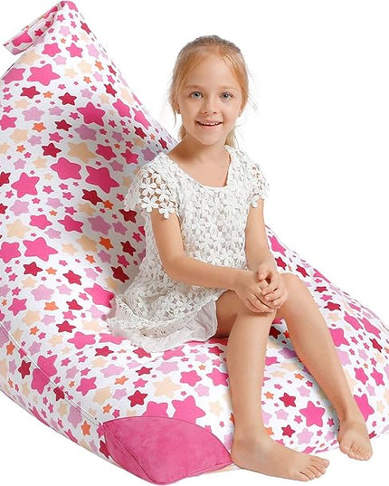 Aubliss Stuffed Animal Storage Bean Bag Chair Cover, 50"x 35" Extra Large Bean Bags for Kids & Adults, Beanbag Toy Storage for Boys Girls - Premium Cotton Canvas Bola - LeafyLoom