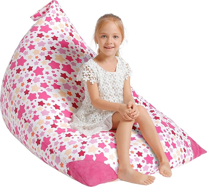 Aubliss Stuffed Animal Storage Bean Bag Chair Cover, 50"x 35" Extra Large Bean Bags for Kids & Adults, Beanbag Toy Storage for Boys Girls - Premium Cotton Canvas Bola - LeafyLoom