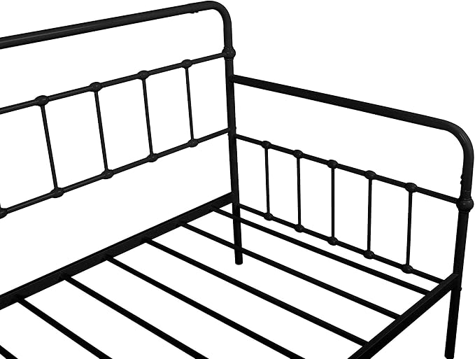 Twin Size Metal bed-Frame Daybed with trundle,Heavy Duty Steel Slat Support,Space Saving Sofa Bed,Modern 2 in 1 Sofa-Bed Frame for Kids Teens Adults,Bedroom Living Room Furniture,Black - LeafyLoom