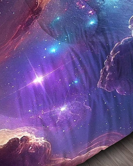 Purple Galaxy Bedding Set Full Size Outer Space Comforter Set for Girls Teens Kids Women Boys Starry Nebula Blue Glitter Quilt 1 Comforter + 2 Pillow Cases - LeafyLoom