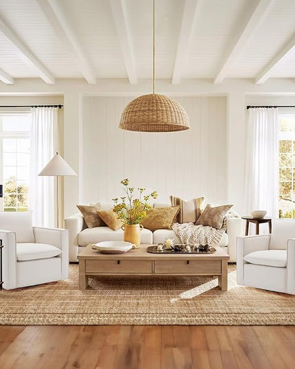 Swivel Accent Chair, 34 Inches Wide Upholstered Arm Chair with Plump Back Pillow, Modern Sofa Living Room Chair for Bedroom, Corner, Reading Nook-Beige - LeafyLoom