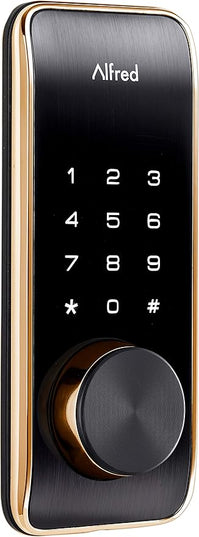 Alfred DB2-B Smart Door Lock Deadbolt Touchscreen Keypad, Pin Code + Key Entry + Bluetooth, Up to 20 Pin Codes (Gold) ALFRED