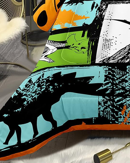 Bodhi King Size Teen Comforter Set,Boys Comforter Bedding Set with Pillowcases,Teen Kids King Size Dinosaur Comforter Set,Cartoon Dinosaur Bedding Set,Boy Bed Set - LeafyLoom