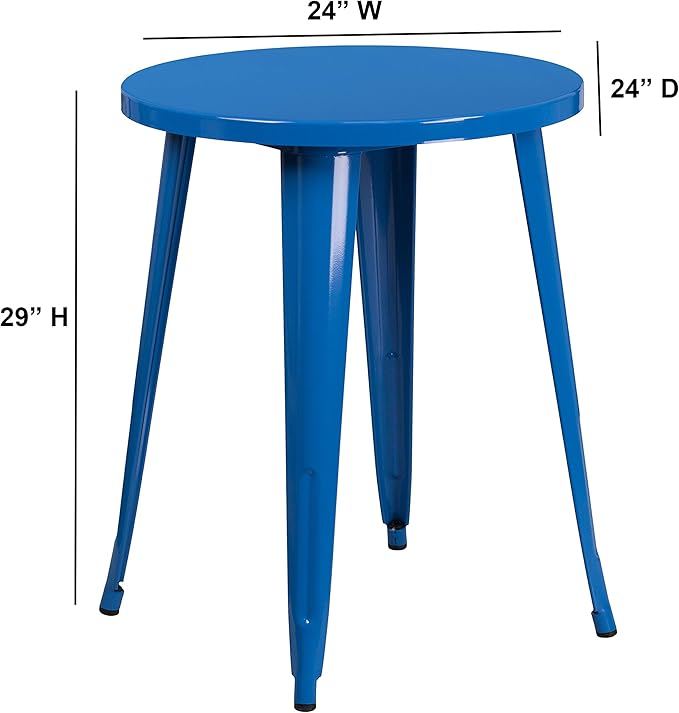 Flash Furniture Webb Commercial Grade 24" Round Blue Metal Indoor-Outdoor Table - LeafyLoom