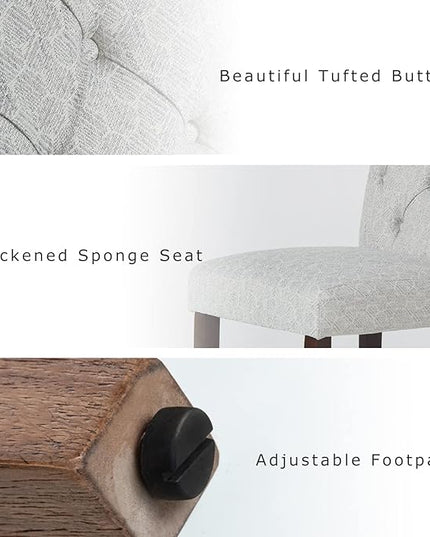 COLAMY Button Tufted Dining Chairs Set of 4, Parsons Upholstered Fabric Dining Room Chairs Kitchen Chairs with Wood Legs and Padded Seat, Honeycomb - LeafyLoom