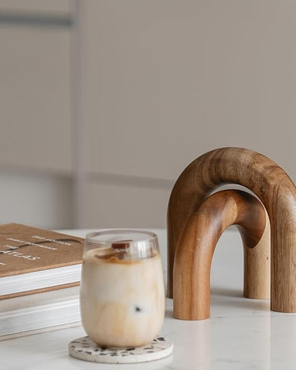Wood Arch Bookshelf Decor - Shelf Decor Accents, Coffee Table Decor Items, Modern Home Decor, Entryway Decor, Decorative Objects, Coffee Table Decorations Living Room, Desk Decor Aesthetic - LeafyLoom