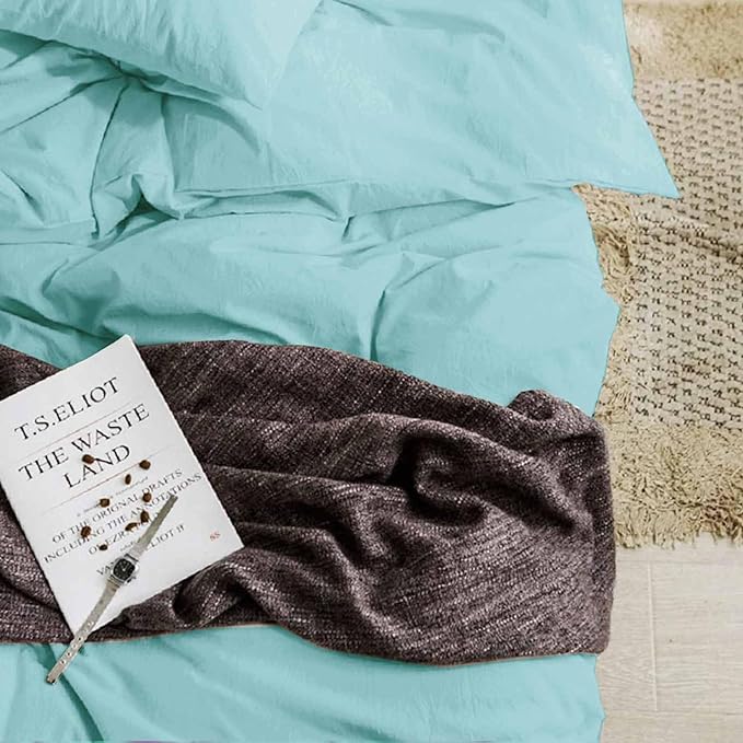 ETDIFFE Turquoise King Size Comforter, 3 Piece Aesthetic Modern Teal Bedding Set - Soft & Lightweight All Season Microfiber Down Alternative Bed Comforter with 2 Pillow Shams for Women Men - LeafyLoom