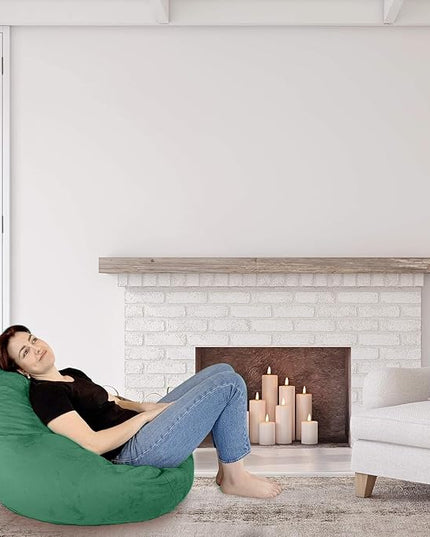 Bean Bag Stuffed Animal Storage Or Cover | No Filler | Extra Large | for Adults Or Kids | Double Stitched | Durable Zipper | Premium Microsuede - LeafyLoom