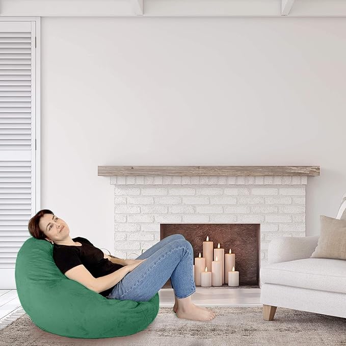 Bean Bag Stuffed Animal Storage Or Cover | No Filler | Extra Large | for Adults Or Kids | Double Stitched | Durable Zipper | Premium Microsuede - LeafyLoom