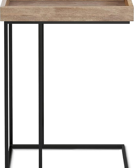SIMPLIHOME Gallagher SOLID MANGO WOOD and Metal 12 Inch Wide Rectangle C Side Table in Natural, Fully Assembled, For the Living Room and Bedroom - LeafyLoom