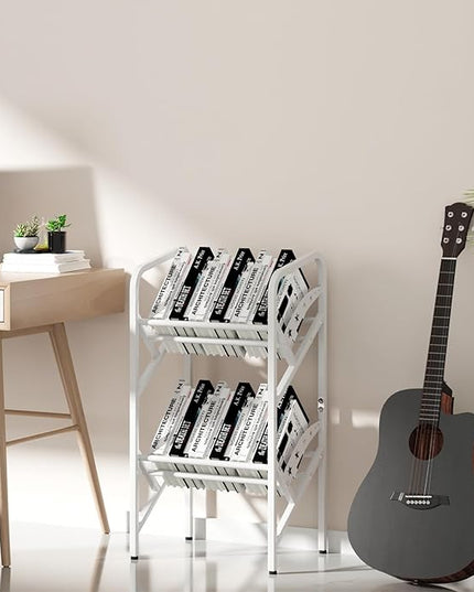 Bookshelf Storage Shelf Bookcase Freestanding Storage Stand Book Organizer for Living Room, Bedroom, Kitchen, Rust Resistance,Easy Assembly Multi-Functional Organizer (2 Tiers, White) - LeafyLoom