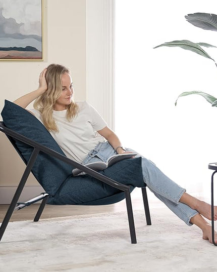 ZINUS Ada Sling Accent Chair, Metal Framed Armchair with Shredded Foam Cushioning, Navy - LeafyLoom