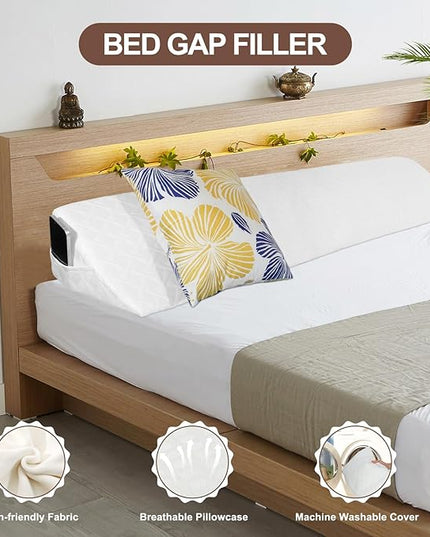 Queen Size(Arched White10 x6 x60) Bed Wedge Pillow,Bed Wedge Pillow for Headboard,Bed Gap Filler Fills The Gap Between The Mattress and The Headboard/Wall (0-7 inches) (Queen) - LeafyLoom