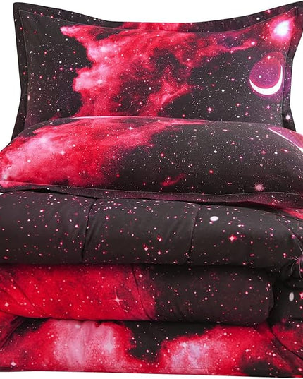 A Nice Night 3D Galaxy Blanket Comforter Bedding Sets Home Textile with Comforter Pillowcase, Queen Size - LeafyLoom