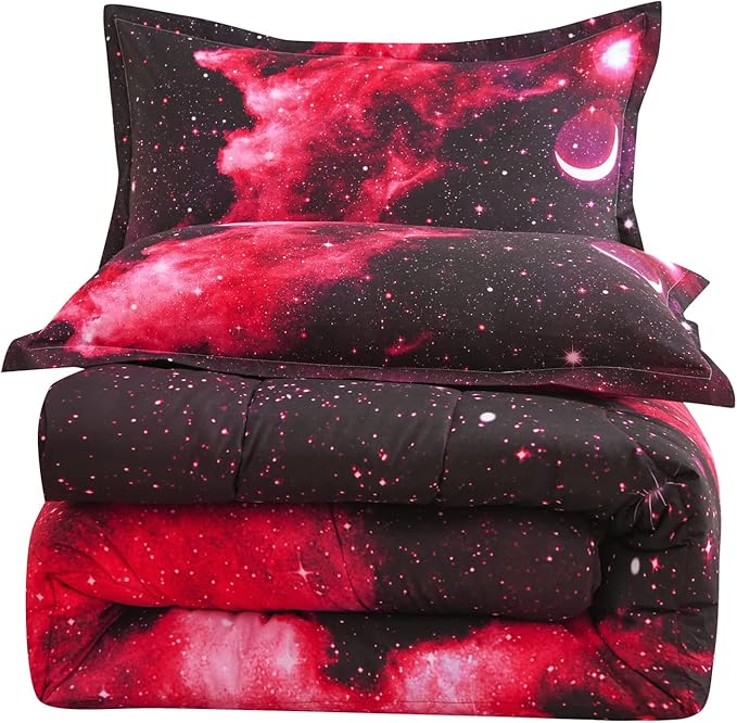 A Nice Night 3D Galaxy Blanket Comforter Bedding Sets Home Textile with Comforter Pillowcase, Queen Size - LeafyLoom