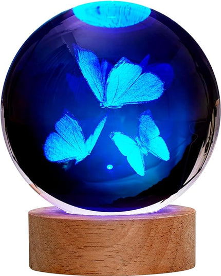 Butterfly Gifts for Women, Large 3D Butterfly Lamp, Crystal Butterfly Night Light 16 Color Changing with Remote Control for Bedroom Decor, 3 Butterflies Figurines - LeafyLoom