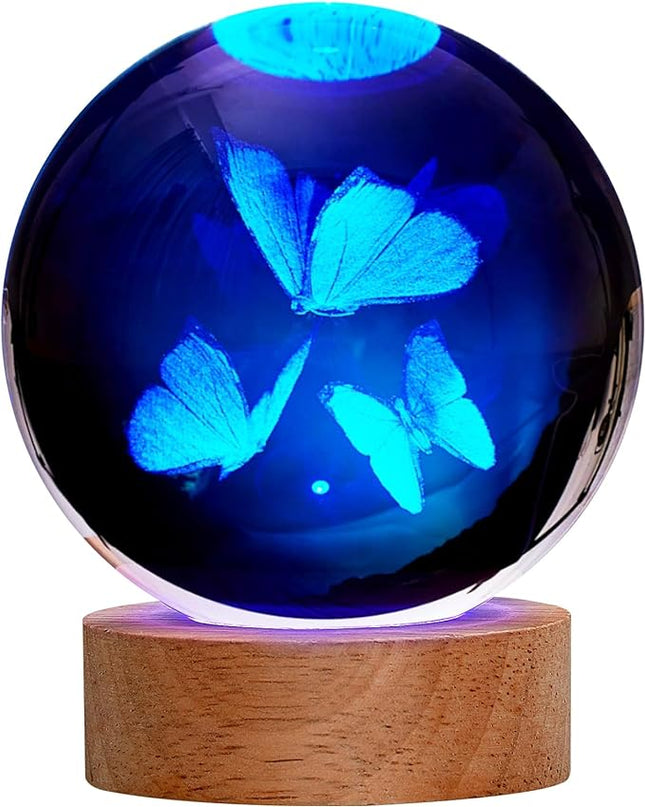 Butterfly Gifts for Women, Large 3D Butterfly Lamp, Crystal Butterfly Night Light 16 Color Changing with Remote Control for Bedroom Decor, 3 Butterflies Figurines - LeafyLoom